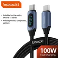 Toocki PD 100W Cavo di ricarica rapida da tipo C a tipo C Cavo per iPhone 15 Samsung Xiaomi Huawei Display digitale Cavo doppio tipo C