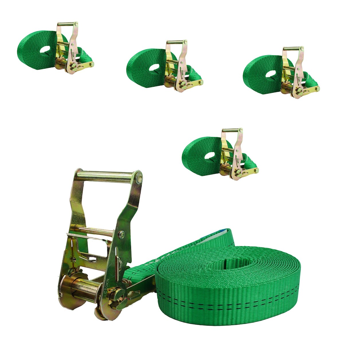 Baumarktplus TrutzHolm® 5x Ratschen Spanngurt Spanngurte Zurrgurt 1-tlg 6m 2t 2to 2000kg TÜV/GS GRÜN Image