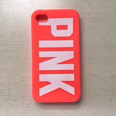 Pink Victoria's Secret Accessories | Victoria’s Secret Pink Iphone 4/4s Silicone Case | Color: Orange/White | Size: Iphone 4/4s