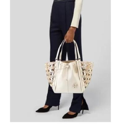 Tory Burch Bags | Tory Burch Mcgraw Die-Cut Dragonfly Oversized - New Ivory- Euc! | Color: Cream/Tan | Size: Os