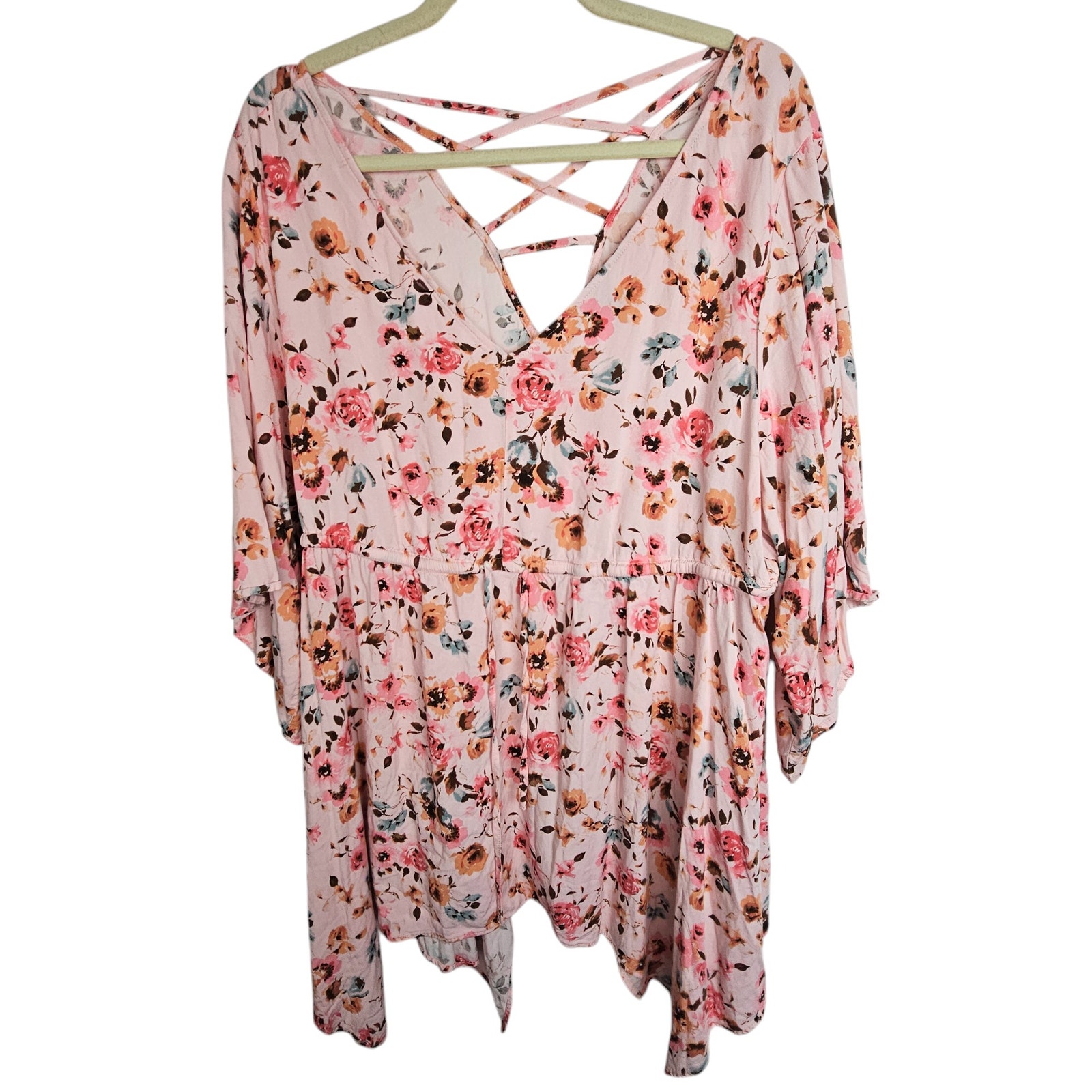 Torrid Tops | Torrid Top Tunic Top Floral Blouse Babydoll Top Dolman Sleeve Top 2x Pink Women | Color: Pink | Size: 2x