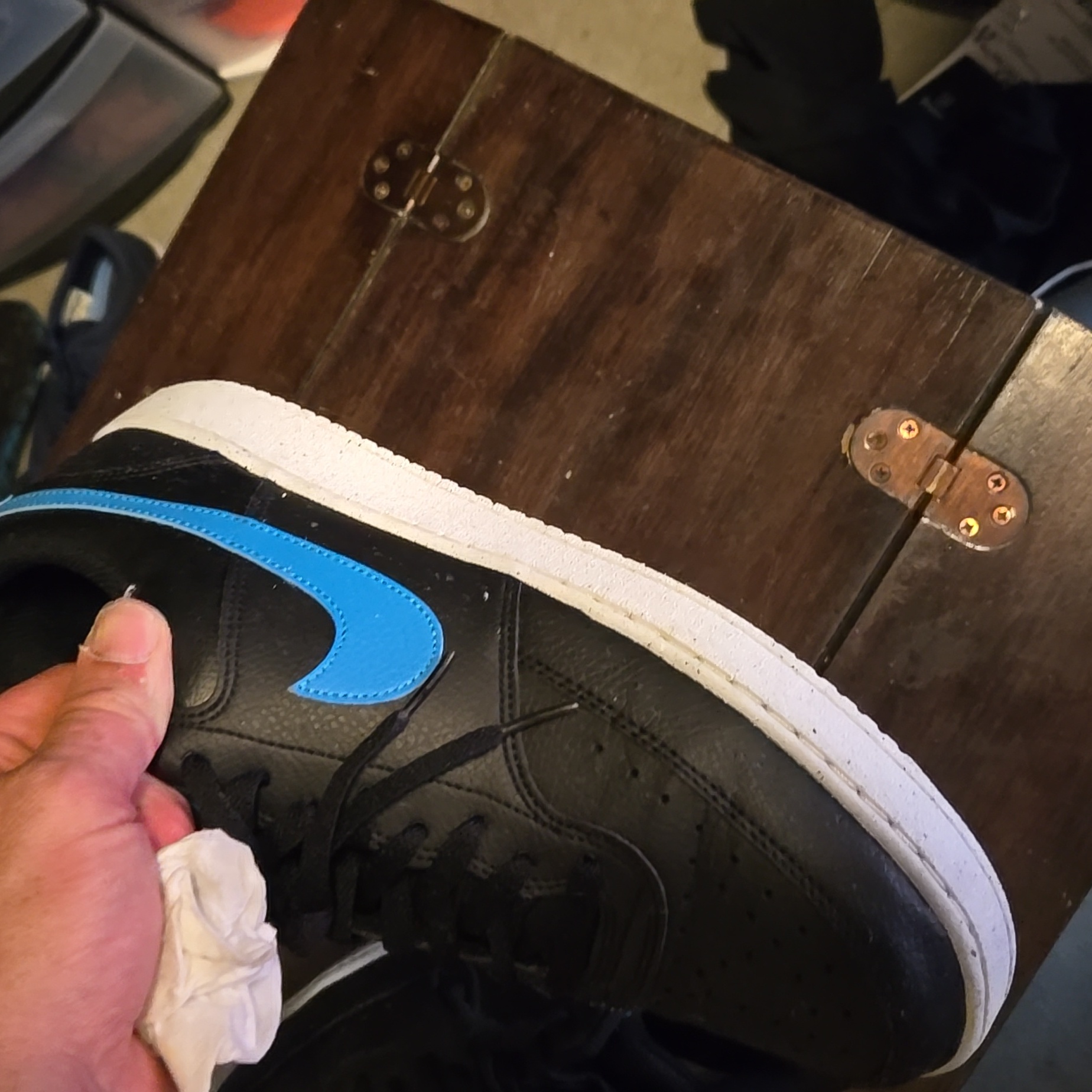 Nike Shoes | Used Once Men's Nike Court Vision Lo Nn Black/Laser Blue Dh2987 005 Sz 11.5 | Color: Black/Blue | Size: 11.5