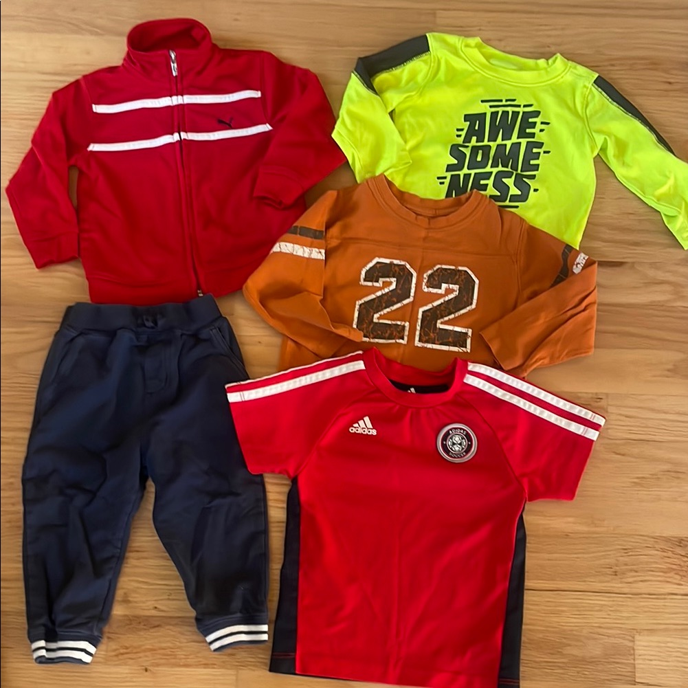 Adidas Shirts & Tops | 5 Pieces Assorted Sports Clothing Bundle, Adidas, Puma, Size: 18-24 Mo | Color: Red | Size: 18-24mb