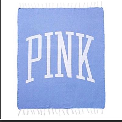 Pink Victoria's Secret Bedding | Vs Pink Tassel Beach Blanket Limited Edition Blue | Color: Blue/White | Size: Os