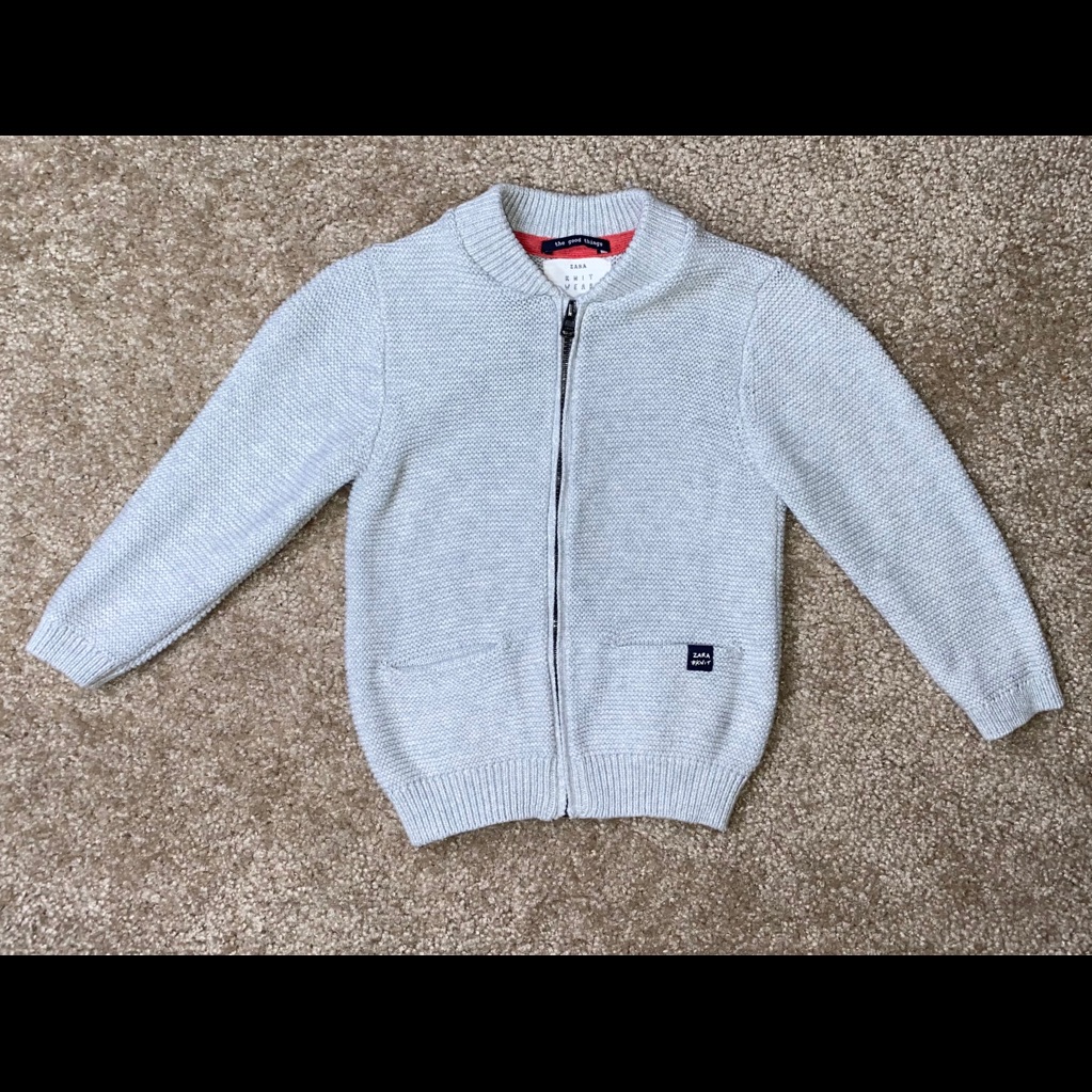 Zara Shirts & Tops | Zara Kids Knit Wear Grey Zip Up Sweater Sz 2t-3t | Color: Gray | Size: 3tb