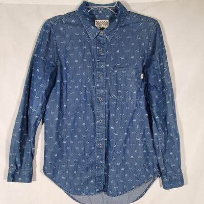 Vans Shirts | Vans Off The Wall Bears Tent Camping Blue Graphic Button Up Pocket Shirt | Color: Blue/White | Size: S