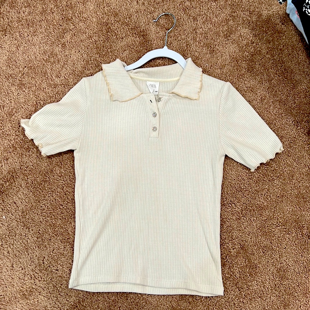 Zara Shirts & Tops | Zara Girl Shirt Kids!Size 11/12 In Good Condition! Color Cream | Color: Cream | Size: Various
