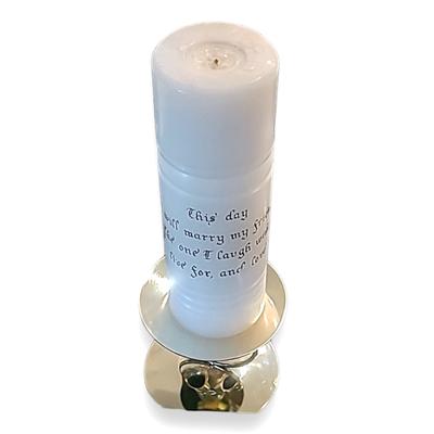 Anthropologie Accents | Vintage Sweet Marriage Quote Wedding Gift Candle On Wedding Bells Pedestal | Color: Gold/White | Size: Os