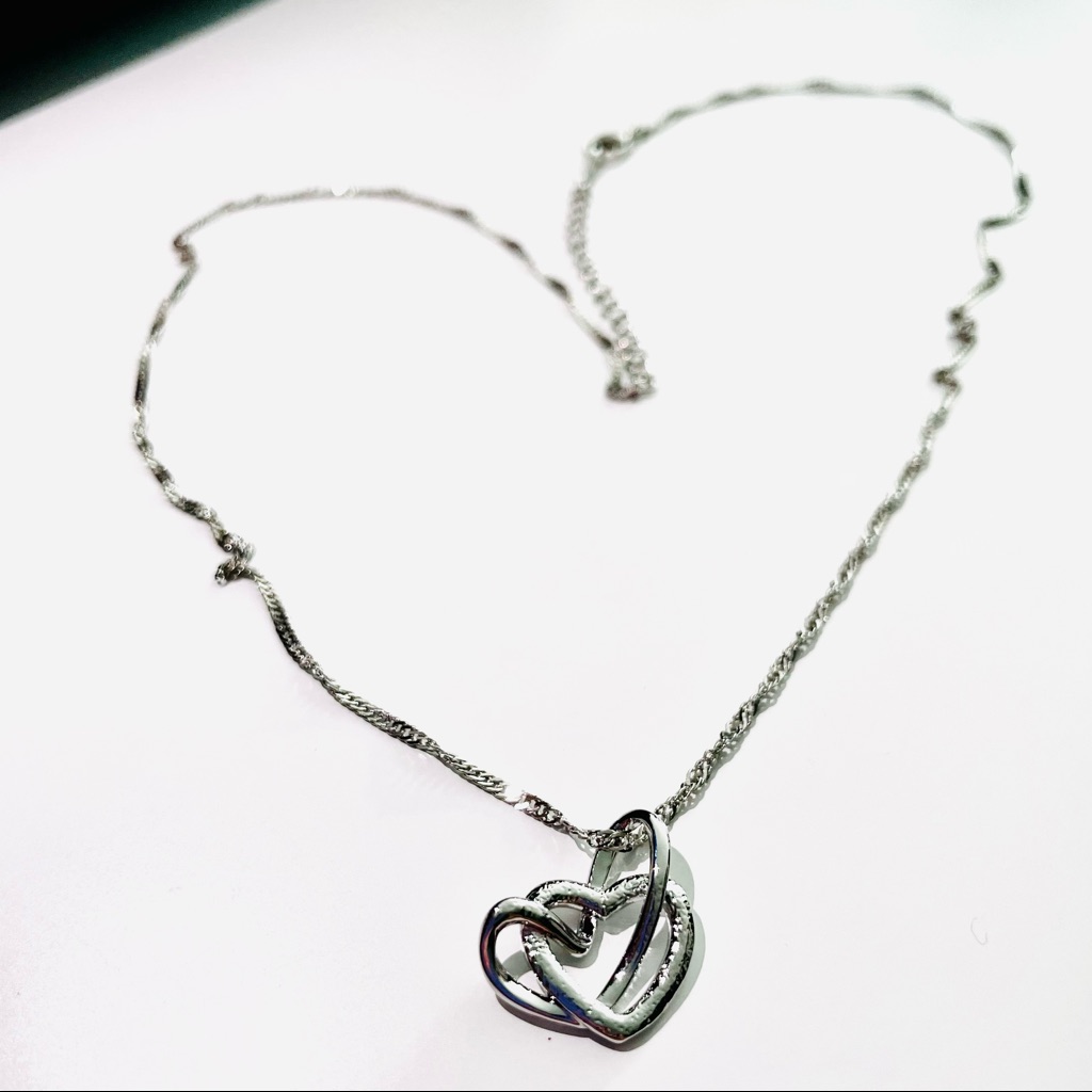 Zara Jewelry | Zara 925 Silver Sparkling Two Hearts Clavicle Chain Choker Necklace | Color: Silver/White | Size: Various