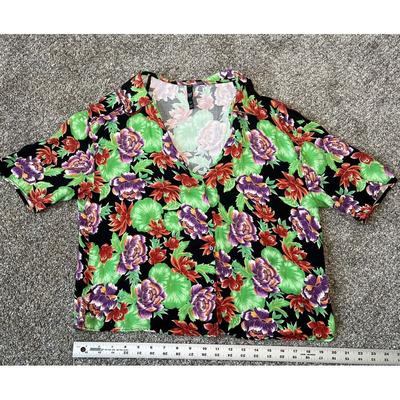 Zara Tops | Zara Trf Collection Women's Floral Hawaiian Short Sleeve Shirt Us Size Medium | Color: Tan | Size: M