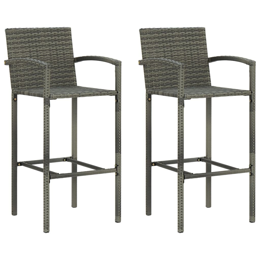 vidaXL Barhocker 2 Stk. Grau Poly Rattan Image