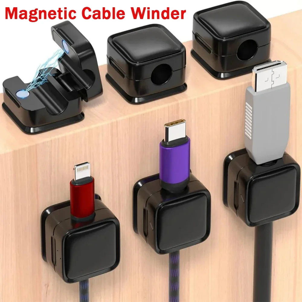 1/3/6 PCS Magnetische Kabel Organizer Kabel Clips Management Draht Keeper Wand Daten Kabel Wickler Einstellbare Kabel Halter unter Schreibtisch Image