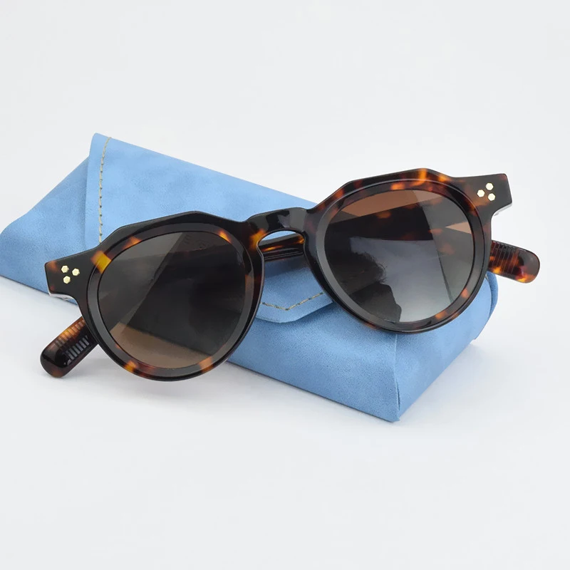 2025 Luxusmarke Vintage Sonnenbrille Männer Frauen Retro runde Sonnenbrille Fahren Sonnenbrille Mode UV400 Weibliche Acetat Brille Image