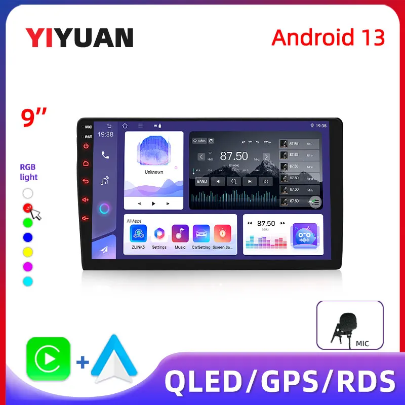 QLED 4 core 2 Din Auto Radio Android auto Carplay Android 13 GPS Auto Audio 9 zoll WIFI BT IPS Automotive multimedia Player Image