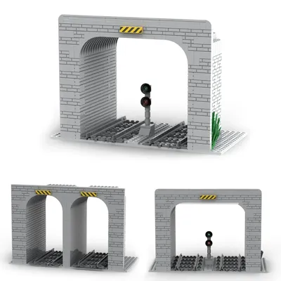 MOC Kreative Zug Tunnel Baustein Höhle Modell Simulation Eisenbahn Transport Track Ziegel Spielzeug Image