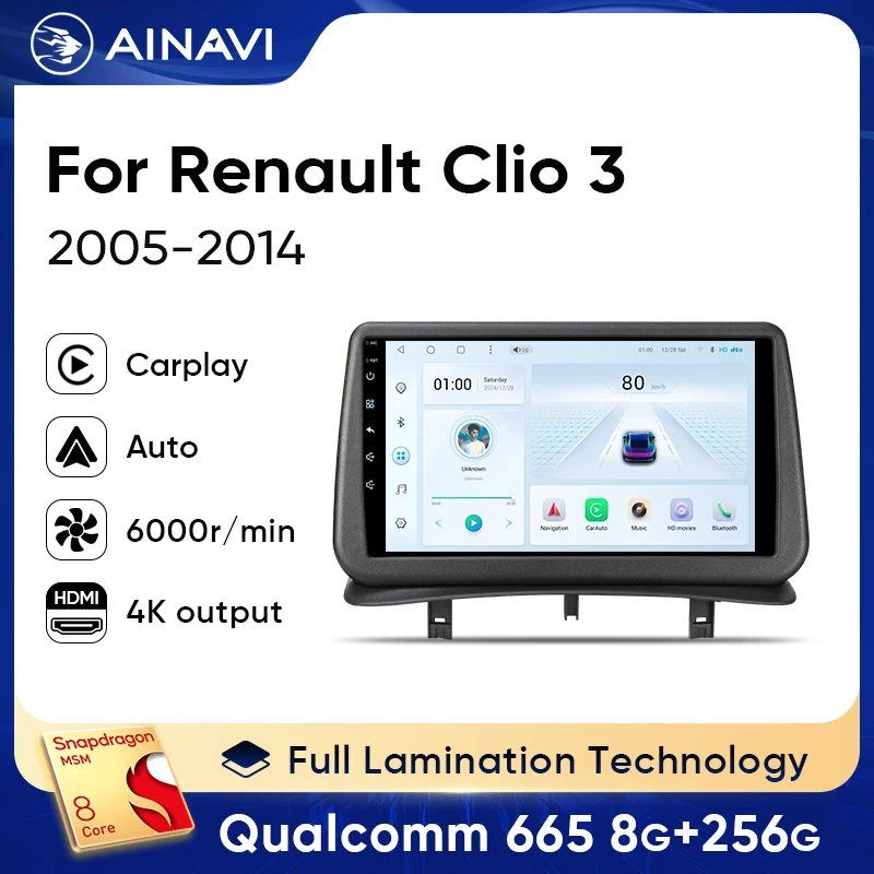 Ainavi Drahtlose CarPlay Für Renault Clio 3 Radio 2005 2006 2007 2009 2011 2012 2013 2014 Auto Multimedia Android Auto Audio 2 Din Image
