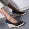 Neue 2025 Frühling High Heels Frauen Party Schuhe Frauen Pumpen Marke Damen Schuhe Mit Hohen Absätzen Keilabsatz 8 cm Gold schwarz Plus Größe 42 D340