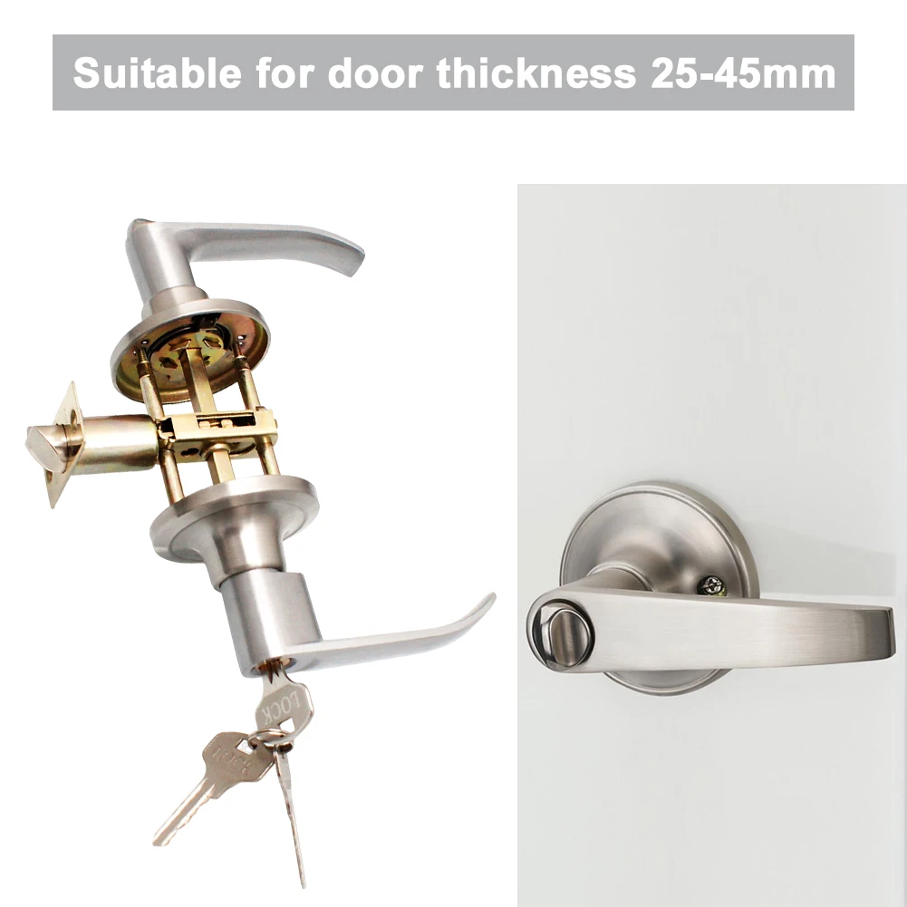 Verriegelbarer Türgriff, Edelstahl, Eingangstürgriffe, Innenhebel, Schloss, Türknauf, Ersatz für die Haustür im Schlafzimmer