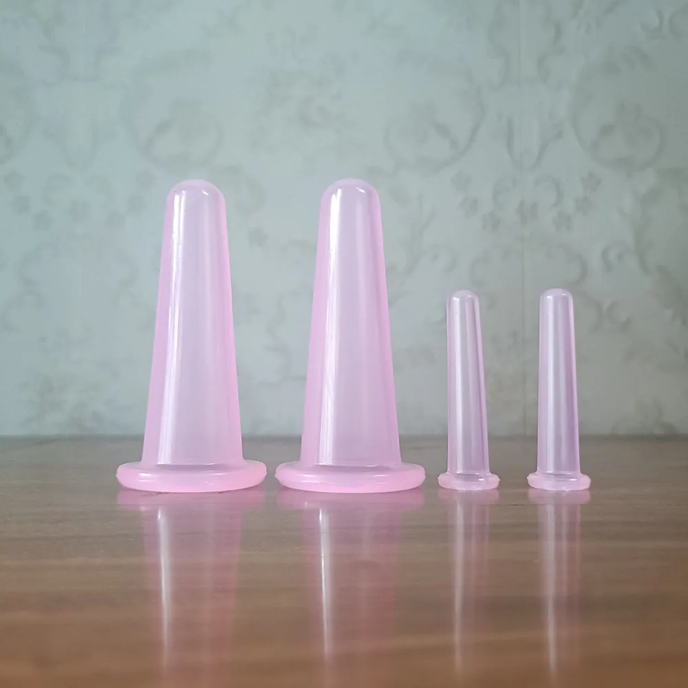 4PCS Silikon Vakuum Schröpfen Massage Gläser Anti Cellulite Massage Gesichts Saugnäpfe Gesicht Hals Lift Haut Schaben Schönheit Werkzeug Image