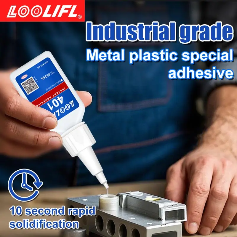 LOOLIFL 20 ml 401 Instant Strong Super Glue Universal Superglue Mighty Instant Glue für Harz, Keramik, Metall, Glas, schnell trocknender Kleber