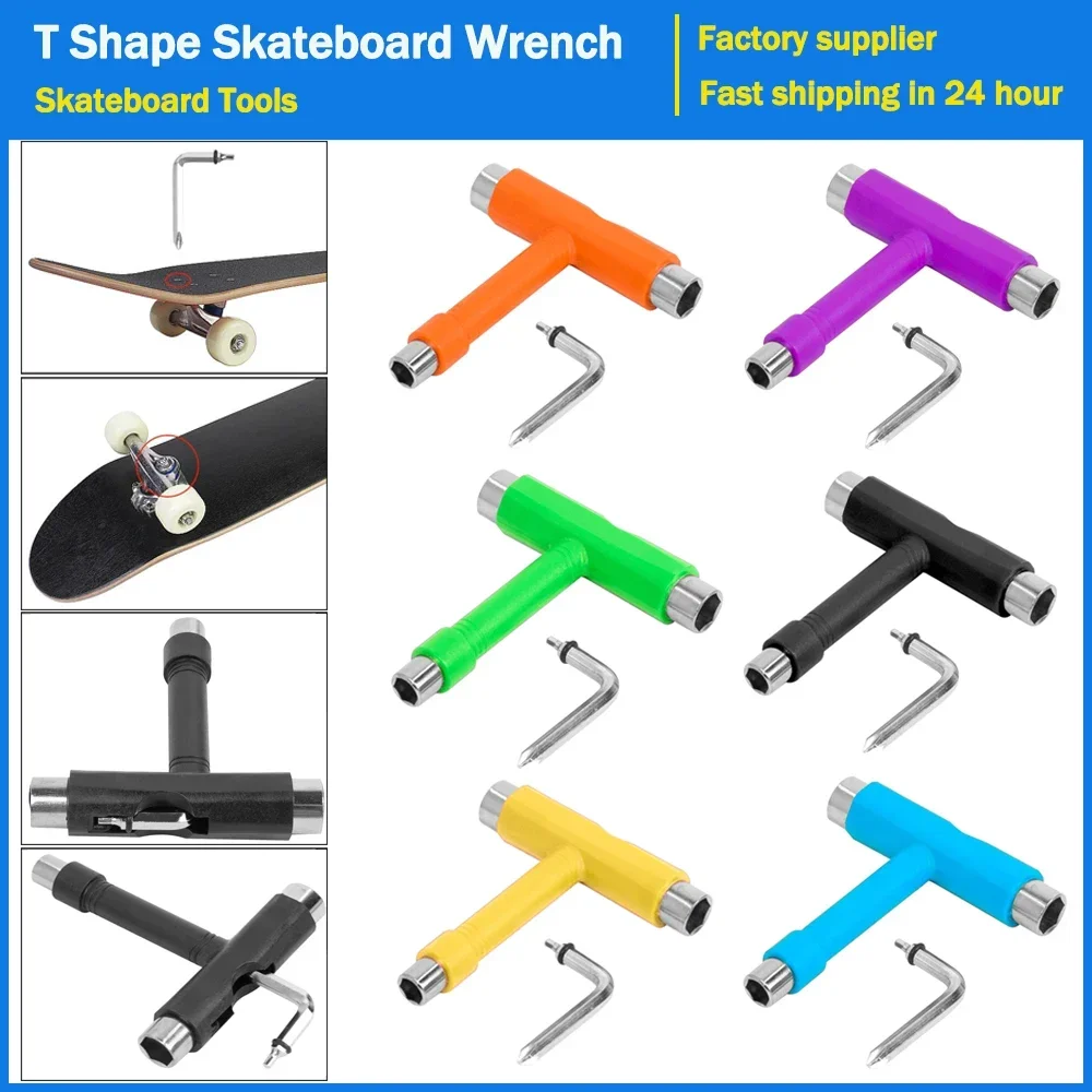 T Form Schlüssel Skateboard Professionelle T Typ Inbusschlüssel Schwarz Longboard Skateboard Werkzeuge Bord Rollschuh Schlüssel Werkzeuge Teile Image