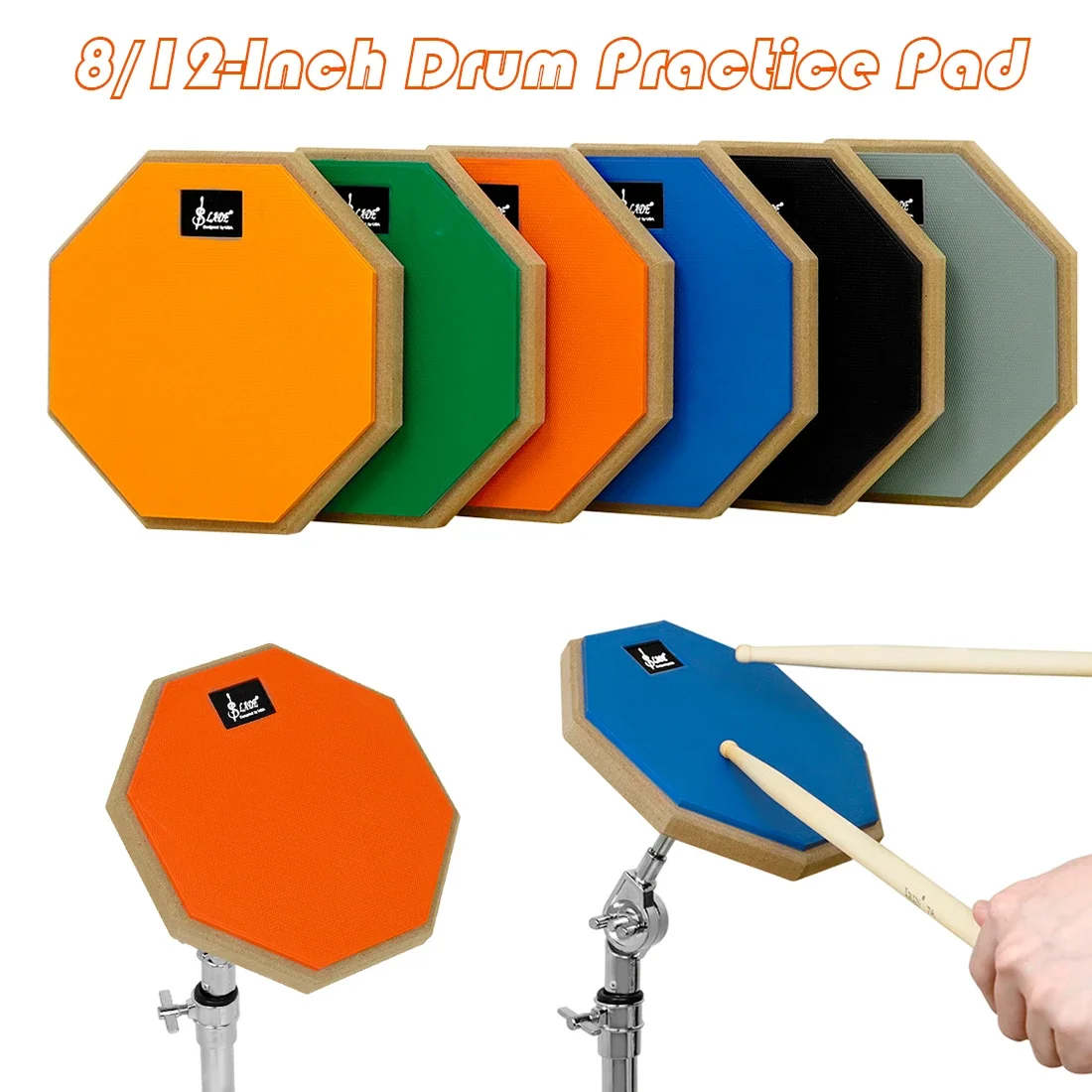 SLADE 8 Zoll 12 Zoll Trommel-Übungspad Gummi Holz Dumb Drum Pad Mute Training für Jazz Drums Übung Anfänger Image