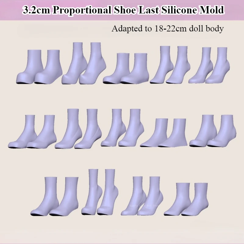 3,2 cm Proportional Schuh letzte Silikonform Fußform Ultraleichter Ton DIY Cartoon Charakter Puppe Schuhform Polymer Clay Werkzeug