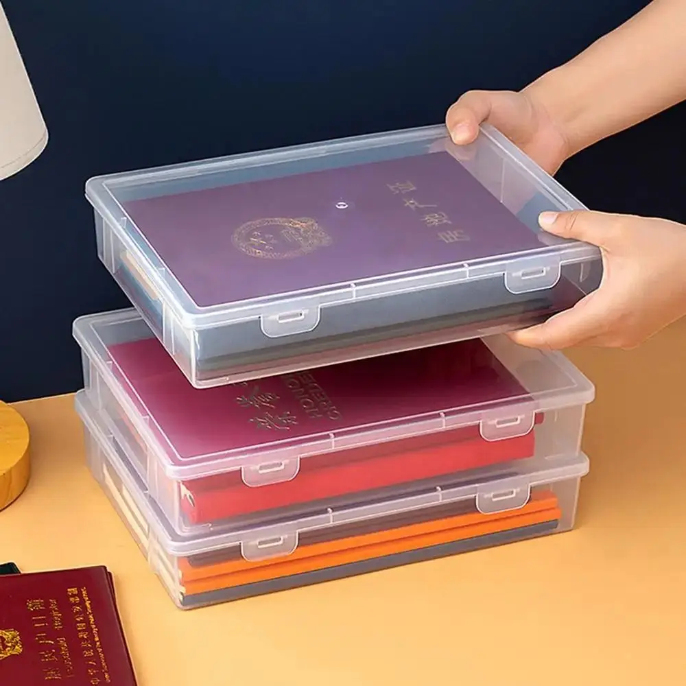 Staubdichte Dokumentenaufbewahrungsbox für Datenzertifikate, Schreibwaren, Schmuck, tragbar, großes Fassungsvermögen, A4, A5, Datei-Organizer Image
