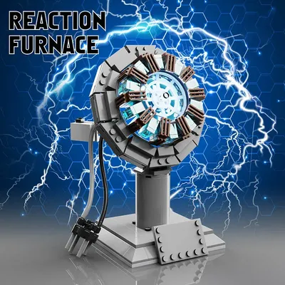 MOC Nuclear Arc Reactor Model Building Blocks With Built-In Lighting System Assembly Bricks Toys For