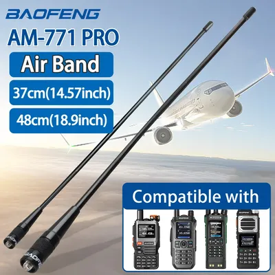 Baofeng Air Band Antenna AM-771 PRO SMA-Female 108-136MHZ Soft Whip 37cm/48cm Long Antenna With