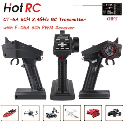 H​otRC CT-6A 6CH 2.4GHz Radio System RC Transmitter 4-9V CT6A w/ F-06A 6Ch PWM Receiver for RC Car