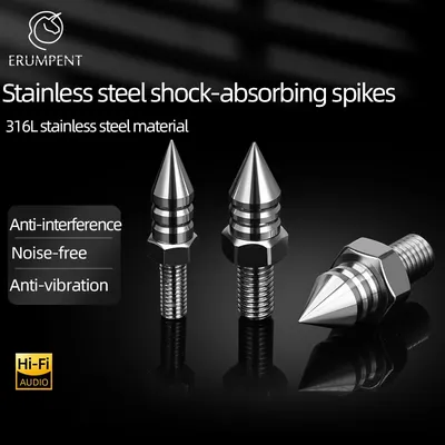 ERUMPENT 4PCS HIFI Audio Speaker Spikes 316 Stainless Steel Speakers Repair Parts Foot Pads for
