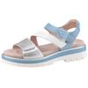 Plateausandaletten ARA "MALAGA", Damen, Gr. 43, blau (hellblau, weiß, silberfarben), Glattleder, Veloursleder, metallic, casual, Schuhe, Plateausandale, Klettschuh in bequemer Schuhweite G (= weit)