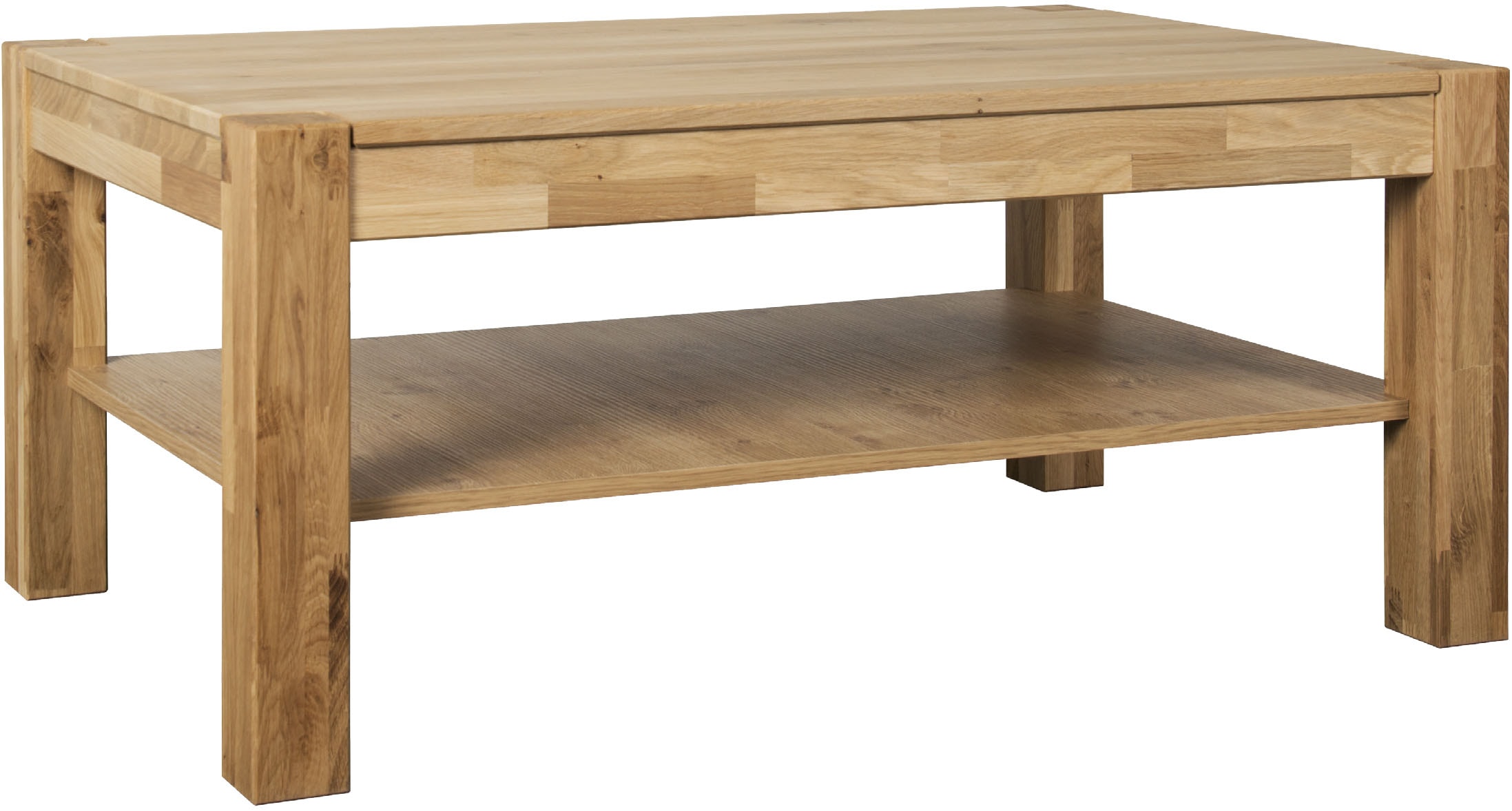 Couchtisch VOGL MÖBELFABRIK "Toronto", braun (eiche, eiche, eiche), B:105cm H:46cm T:65cm, Tische, Couchtisch Eckige Couchtische Holz-Couchtische, in 2 Größen, mit Ablageboden, teilmassiv, Höhe 46 cm, Made in Germany
