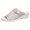 Pantolette WALDLÄUFER "HERIA", Damen, Gr. 6 (39), grau (hellgrau), Textil, Nubukleder, metallic, klassisch, Schuhe, Bequemschuh, Hausschuh, Sommerschuh in Komfortweite H=sehr weit