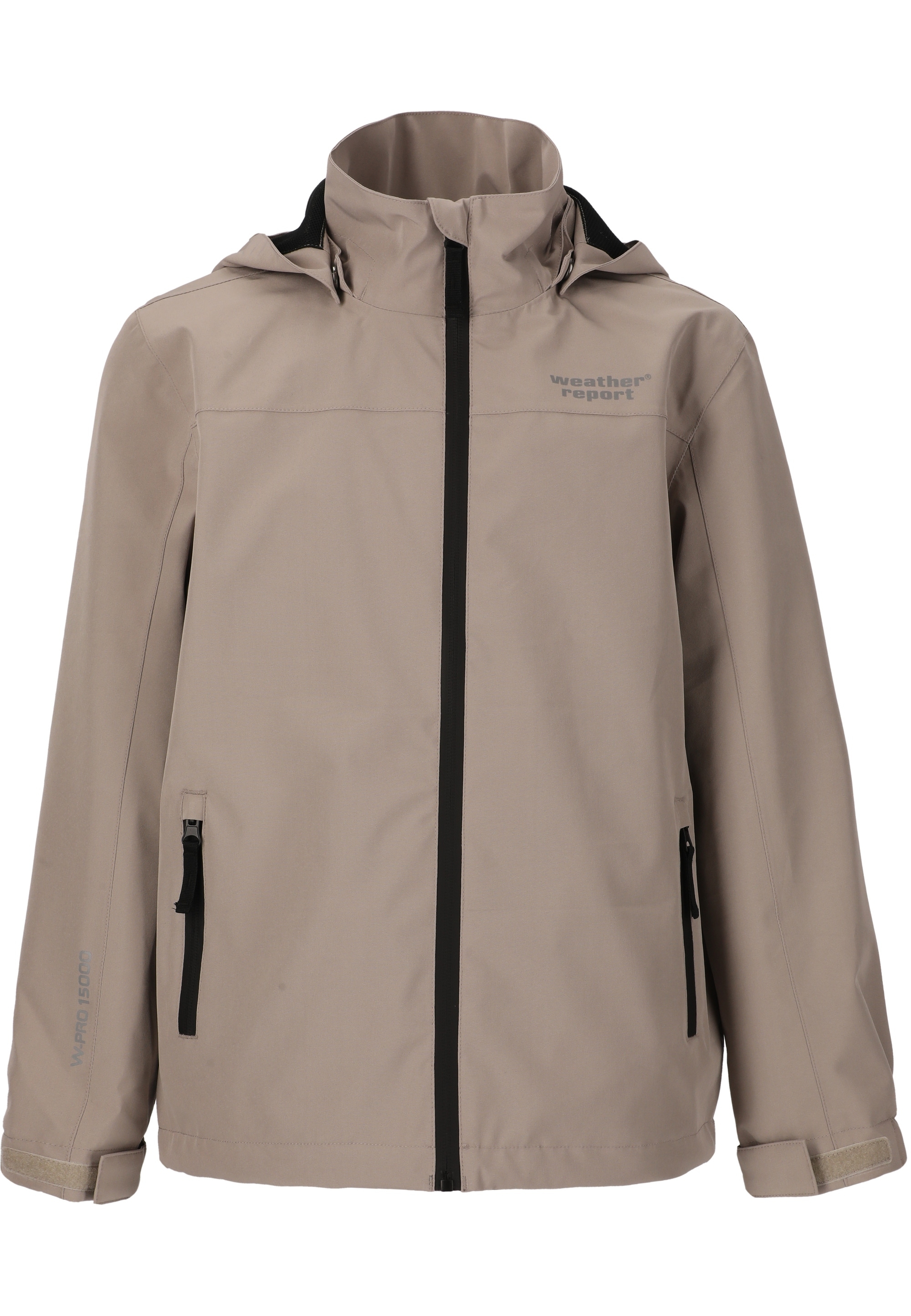 Outdoorjacke WEATHER REPORT "Borise Jr.", Kinder, Gr. 116, grau (hellgrau), 90% Polyester, 10% Elasthan, mehrfarbig, normal, hoch geschlossener Ausschnitt, Jacken, mit wasserdichter Ausstattung Image