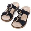 Pantolette ARA "HAWAII", Damen, Gr. 42, blau (nachtblau), Ziegenveloursleder, unifarben, modisch, Schuhe, Keilabsatz, Sommerschuh, Schlappen mit Klett