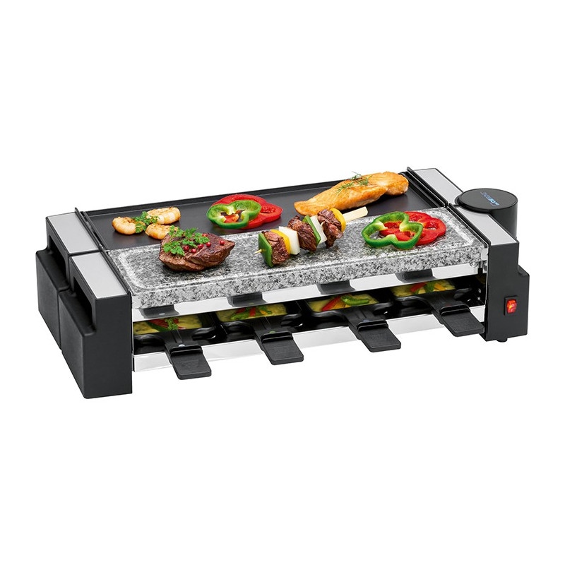 Clatronic RG 3678 Schwarz Raclette - 2x600 Watt, Naturgrillstein, 38x11.5 cm Image