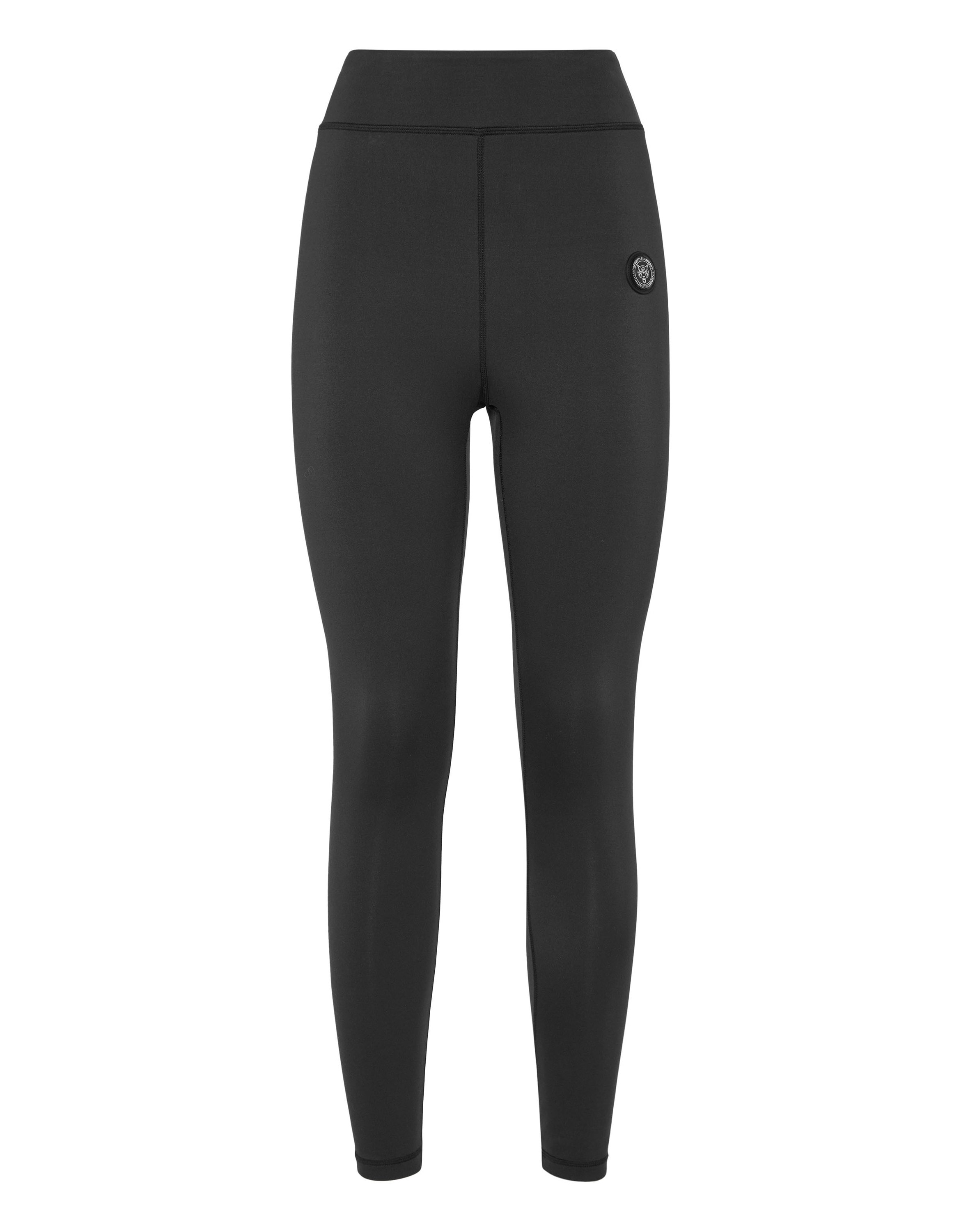 Leggings PLEIN SPORT "Scratch", Damen, Gr. XL, US-Größen, schwarz (02, schwarz), Obermaterial: 65% Polyamid, 35% Elasthan, Hosen Leggings