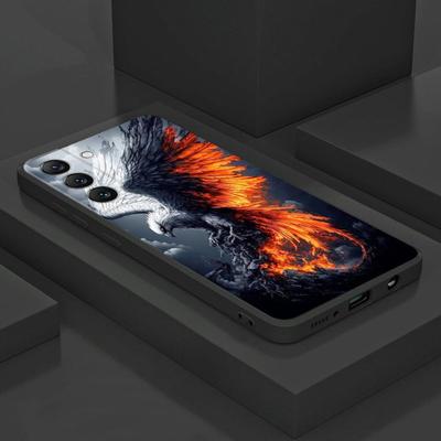 TEMU Silicone Protective Case S25, S24 Ultra, S23 Plus, S22, S21, S20 Fe, Featuring A High-quality, Soft, Shockproof Design With An Eagle And Flame Motif. Image