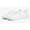 Sneaker TOMMY HILFIGER "CANVAS LACE UP SNEAKER", Damen, Gr. 37, weiß, Baumwolle, unifarben, sportlich, Schuhe, Freizeitschuh, Halbschuh, Schnürschuh mit gestickter Logoflagge, Topseller