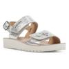 Sandale GEOX "J SANDAL COSTAREI GI", Kinder, Gr. 27, silber (silberfarben), Synthetik, metallic, festlich, Schuhe, Plateau Sandale, Keilsandale mit Glitzer