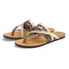 Zehentrenner LASCANA, Damen, Gr. 36, schwarz (schwarz, leo), Obermaterial: 100% Rindsleder. Decksohle: 100% Rindsleder. Laufsohle: 100% Synthetik, metallic, casual, Schuhe, Sandale, Pantolette aus Leder mit Korkfußbett