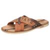 Pantolette MUSTANG SHOES, Herren, Gr. 47, braun (cognacfarben, dunkelbraun), Lederimitat, Textil, kontrastfarbene Details, sportlich, Schuhe, Sommerschuh, Schlappen, Poolslides, mit auffälligem Logoschriftzug