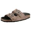 Pantolette VERBENAS "Randell Serraje Tachas", Damen, Gr. 40, grau (taupe), Leder, casual, Schuhe, Sommerschuh, Schlappen, Hausschuh mit zwei verstellbaren Schnallen