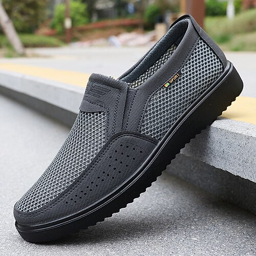 Atmungsaktive Slipper aus Mesh für Herren in Grau, leicht und sportlich, ideal für Outdoor-Aktivitäten und gemütliche Spaziergänge Image