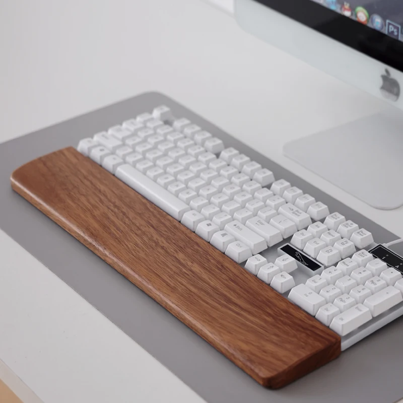 Holztastatur, individuelle Handgelenkauflage, Mauspad aus Walnussholz, solides Mauspad, Handgelenkstütze, rutschfeste Basis für die Handgelenkauflage im Home Office Image