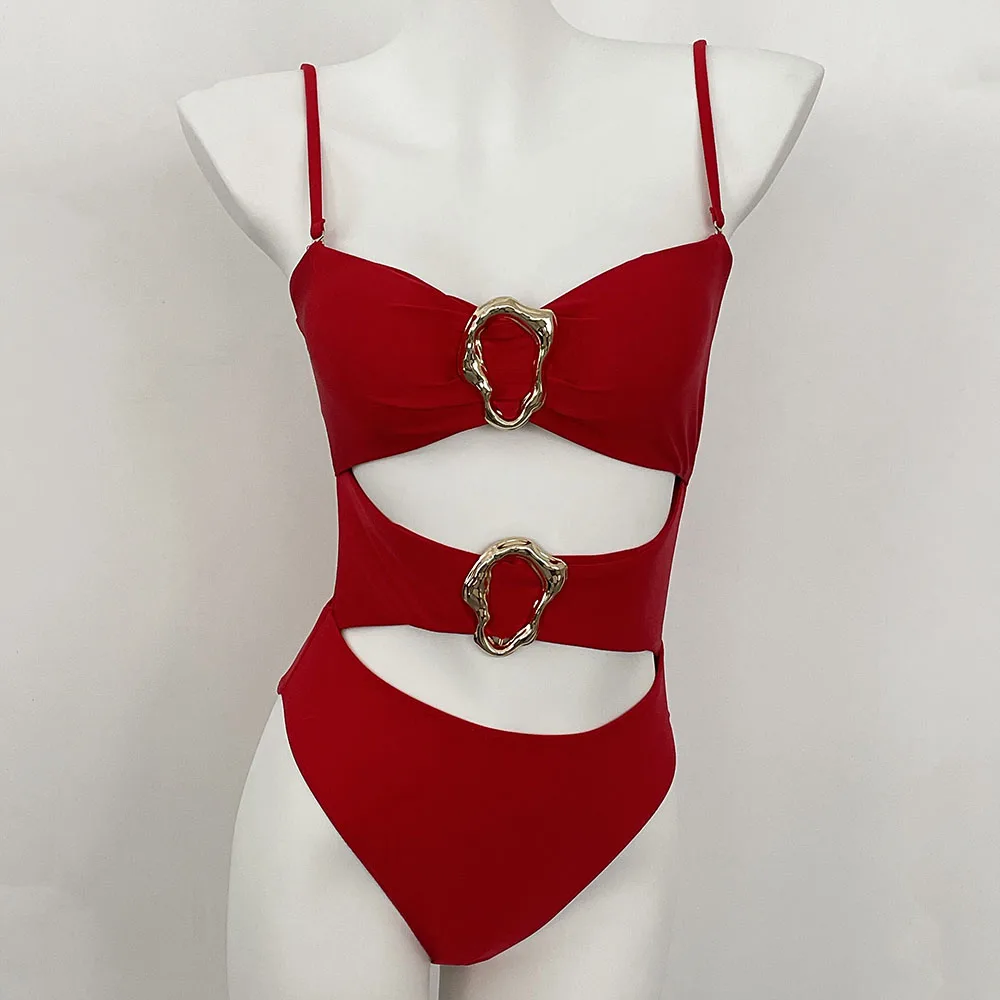 Einteiliger Badeanzug für den Sommer, Badeanzug für Damen im Urlaub, neuer Badeanzug, Badeanzug, Spleißfarbe, Strandmode-Bikini Image