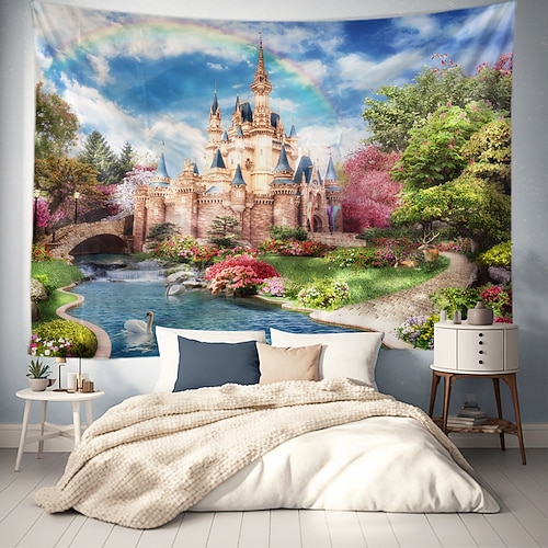 Landschaft Garten Thema Wandteppich Wandkunst Große Wandteppich Wandmalerei Dekor Fotografie Hintergrund Decke Vorhang Heim Schlafzimmer Wohnzimmer Dekoration Image