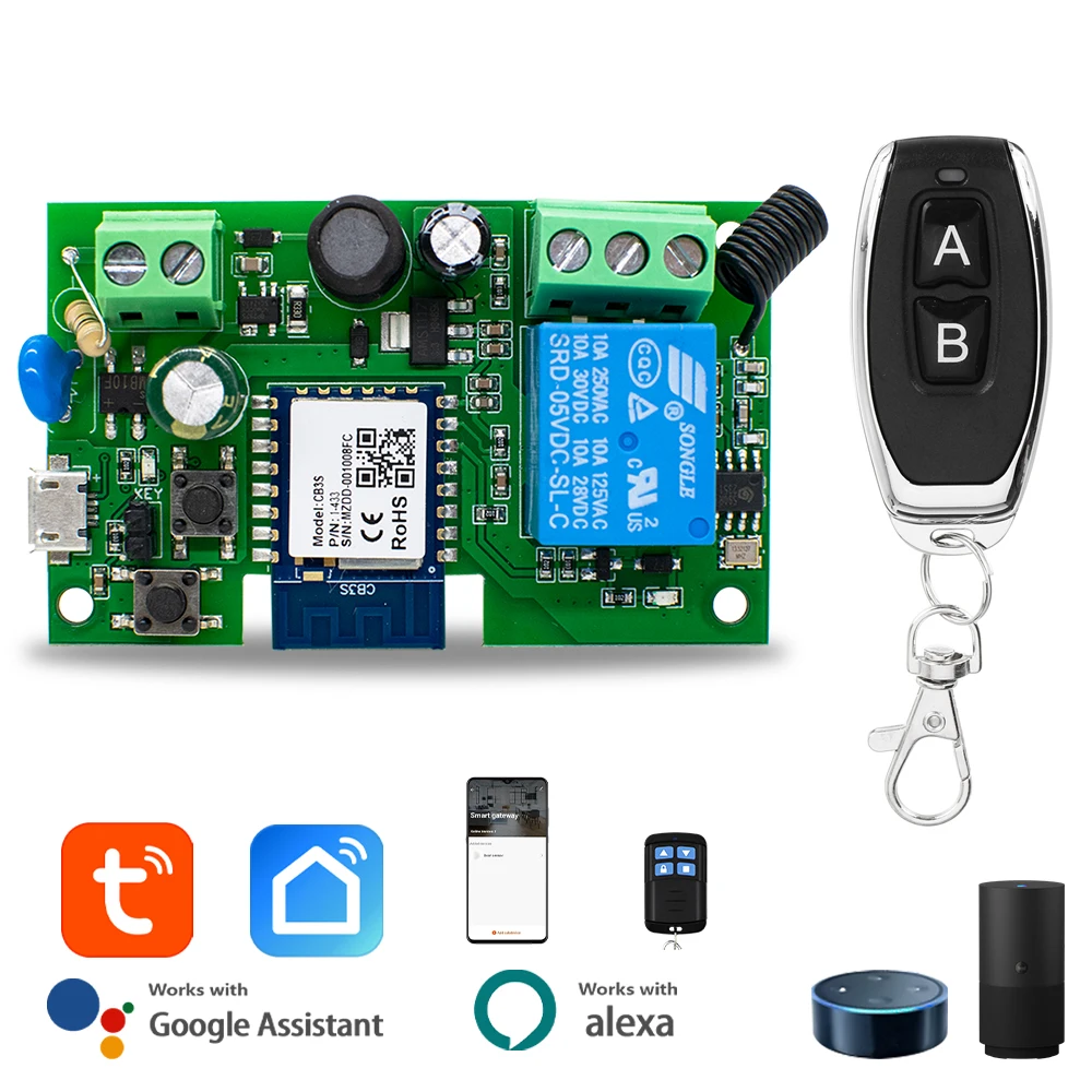 WiFi Schalter Smart Tuya Garage Tür Tor Öffner Controller Arbeit Mit Alexa Echo Google Home SmartLife APP Controller RF 433 mhz Image